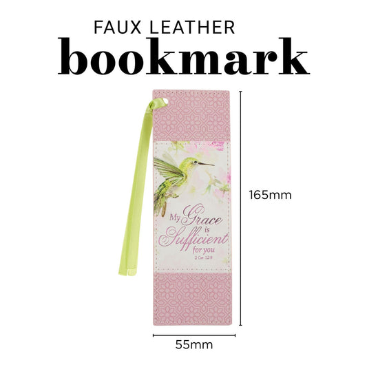 My Grace is Sufficient for You Pink Faux Leather Bookmark