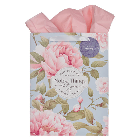 Many Women Do Noble Things but You Surpass Them All Portrait Gift Bag with Gift Tag