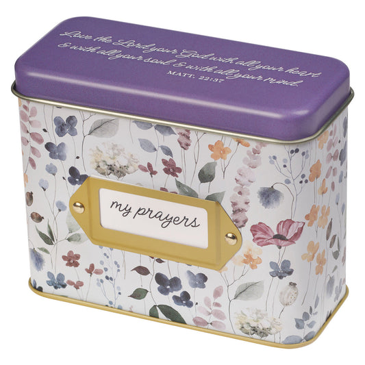My Prayers Multi Floral Promise Cards in Tin