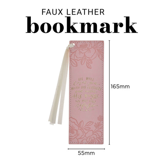 He Will Cover You with His Feathers and Under His Wings You Will Find Refuge Faux Leather Bookmark