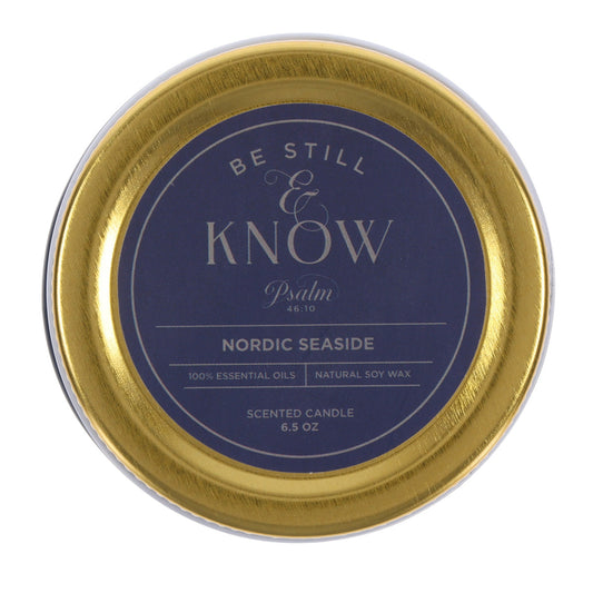 Be Still and Know Nordic Seaside Scented Candle with Screw Top Lid