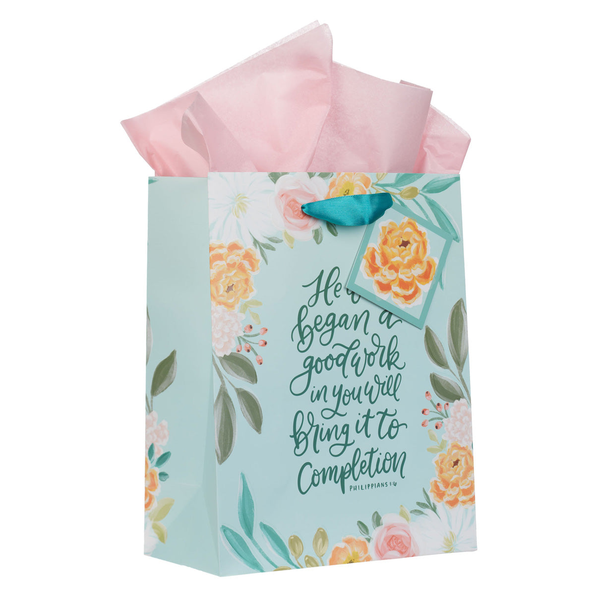 He Who Began a Good Work in You Will Bring It to Completion Medium Gift Bag with Gift Tag
