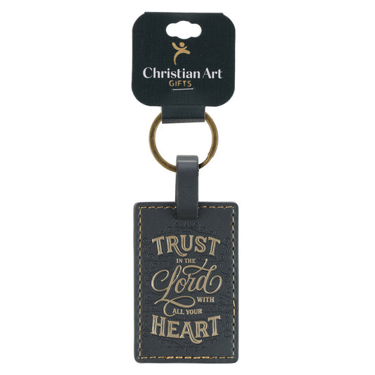 Trust in the Lord with All Your Heart Faux Leather Key Ring