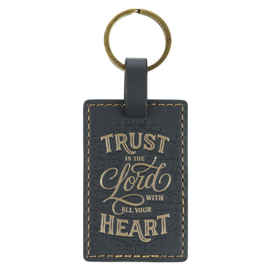 Trust in the Lord with All Your Heart Faux Leather Key Ring