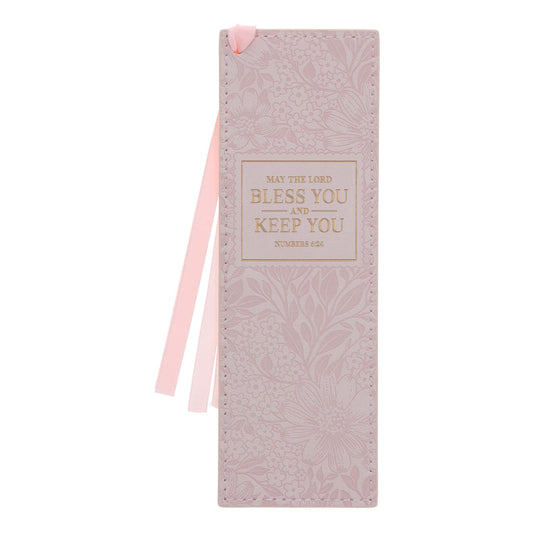 May the Lord Bless You and Keep You Pink Faux Leather Bookmark