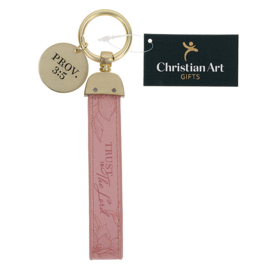 Trust in the Lord Faux Leather Wristlet Keychain with Charm
