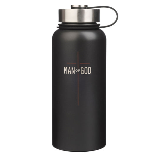 Man of God Black Stainless Steel Water Bottle