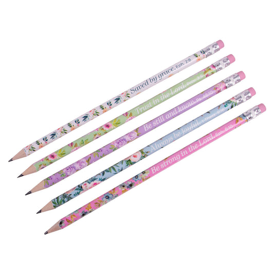 Floral Watercolor Tub of 50 Pencils