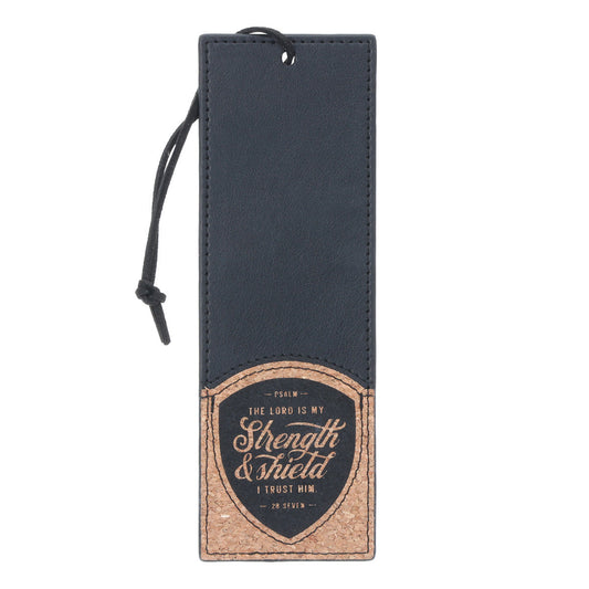 The Lord Is My Strength and Shield Faux Leather & Cork Bookmark