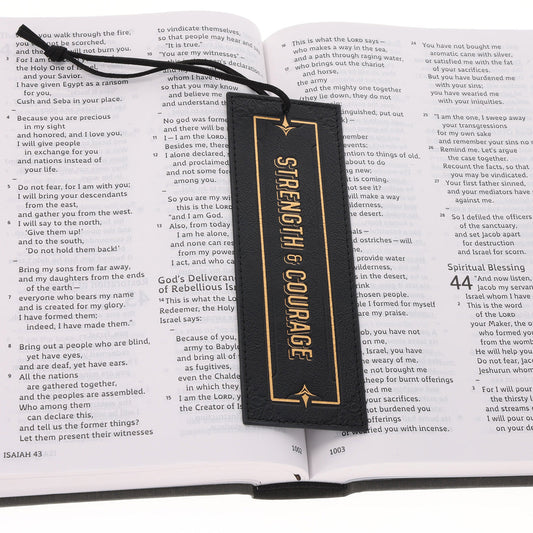 Strength and Courage Genuine Leather Bookmark