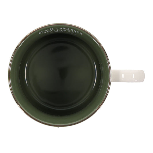 Be Still Ceramic Mug with Green Interior