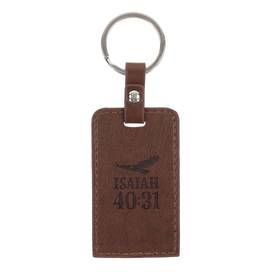 They Will Soar on Wings Like Eagles Faux Leather Keychain