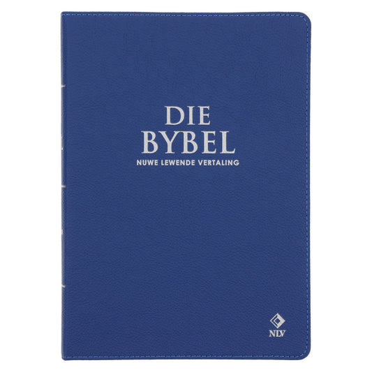 NLV Koningsblou Egte Leer Grootdruk Bybel