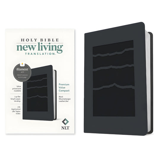 NLT Black Mountainscape Imitation Leather Premium Value Filament Compact Bible