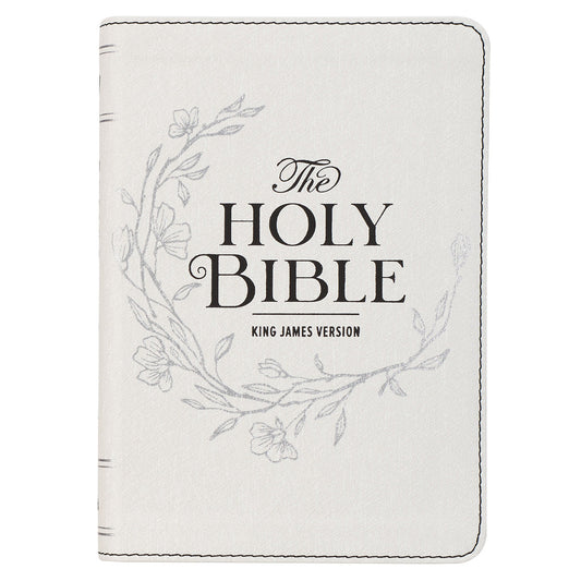 KJV White Faux Leather Compact Bible Large Print