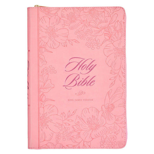 KJV Pink Faux Leather Thinline Bible Large Print
