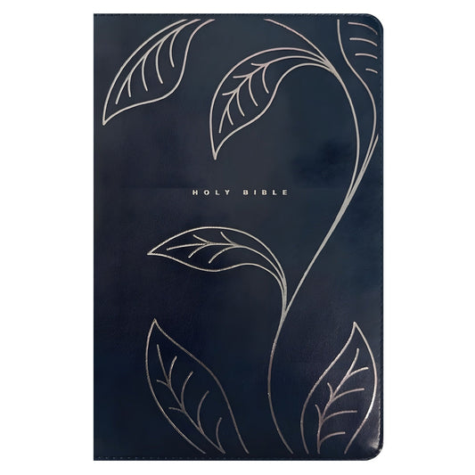 NLT Navy Vines Imitation Leather Filament Personal Size Bible Giant Print Red Letter