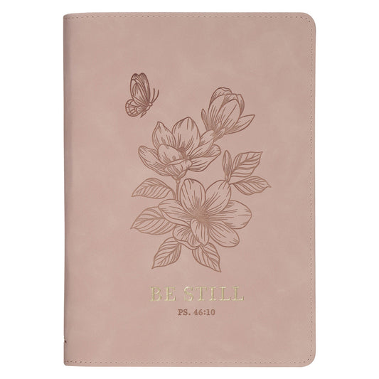 Be Still and Know Pink Faux Leather Journal with Zipped Closure