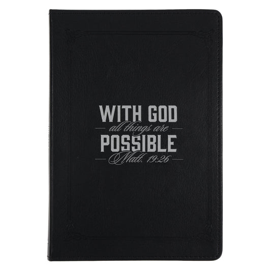 With God All Things Are Possible Black Faux Leather Journal