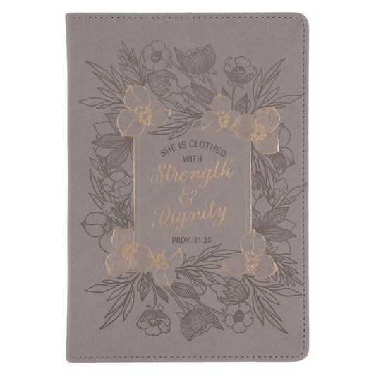 She Is Clothed with Strength and Dignity Faux Leather Journal