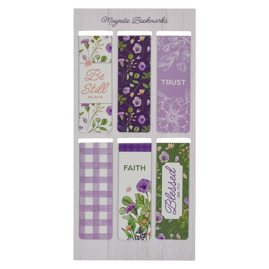 Blessed Blooming Flowers Six-Piece Magnetic Bookmark Set