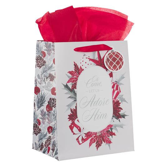 Oh Come Let Us Adore Him Portrait Gift Bag with Gift Tag