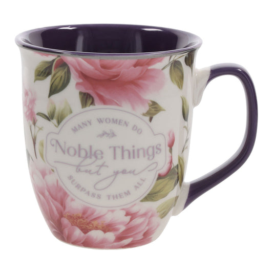 Many Women Do Noble Things But You Surpass Them All Ceramic Mug with Purple Interior