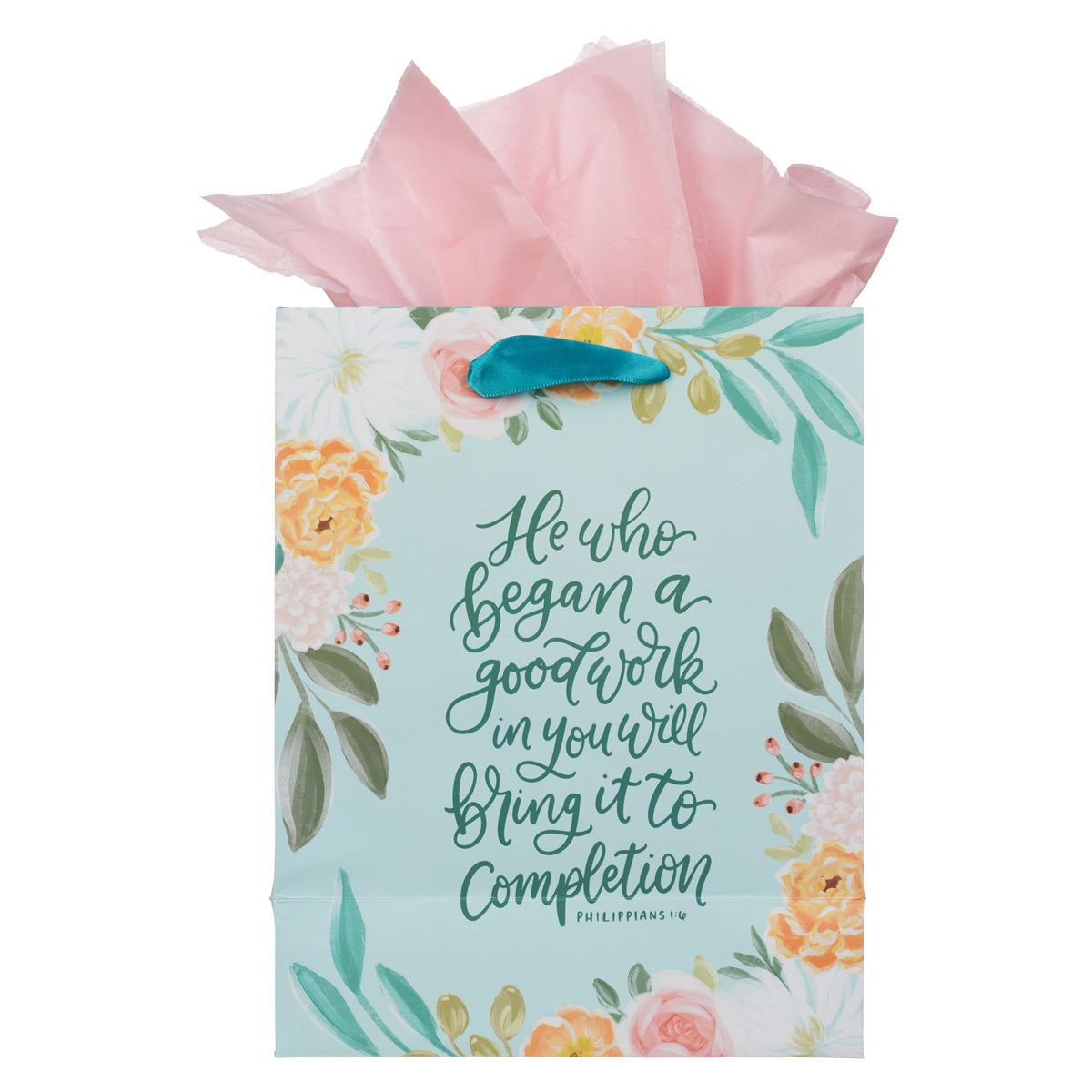 He Who Began a Good Work in You Will Bring It to Completion Medium Gift Bag with Gift Tag