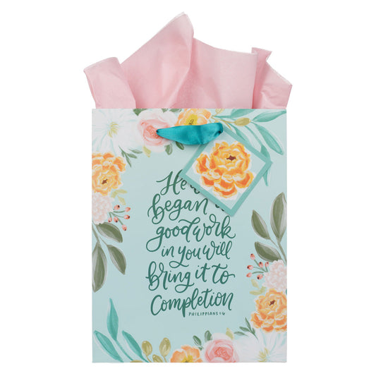 He Who Began a Good Work in You Will Bring It to Completion Medium Gift Bag with Gift Tag