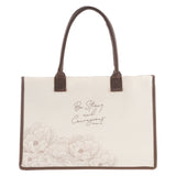 Be Strong and Courageous Cream Canvas Tote Bag