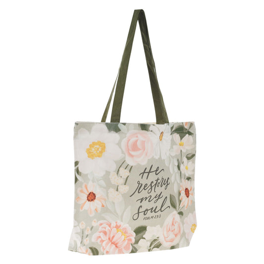 He Restores My Soul Canvas Tote Bag