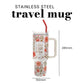 Those Who Trust in the Lord Coral Floral Large Stainless Steel Mug with Handle and Straw