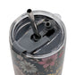 Be Still and Know Teal Floral Stainless Steel Travel Mug with Straw