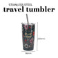 Be Still and Know Teal Floral Stainless Steel Travel Mug with Straw