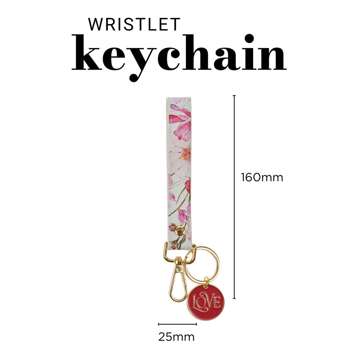 Love Faux Leather Wristlet Keychain with Charm