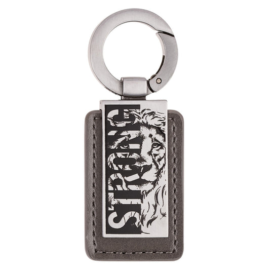 Be Strong and Courageous Metal and Faux Leather Keychain