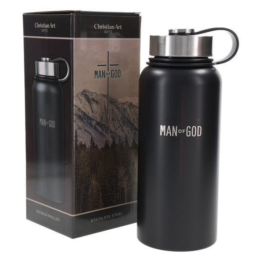 Man of God Black Stainless Steel Water Bottle