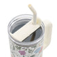 A Mother's Love Is Always in Bloom Large Stainless Steel Mug with Handle and Straw