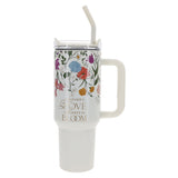 A Mother's Love Is Always in Bloom Large Stainless Steel Mug with Handle and Straw