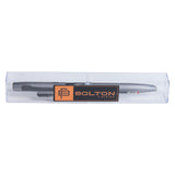 Bolton Flat Clicker Silver Pen With Pen Refill In Acrylic Gift Box