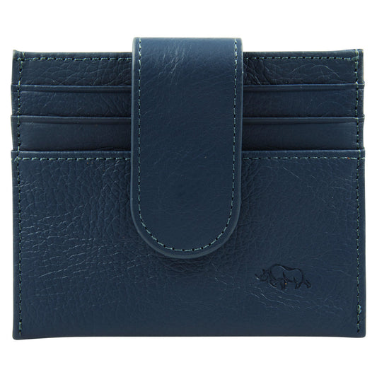 Genuine African Leather Blue Wallet With Clip Closure