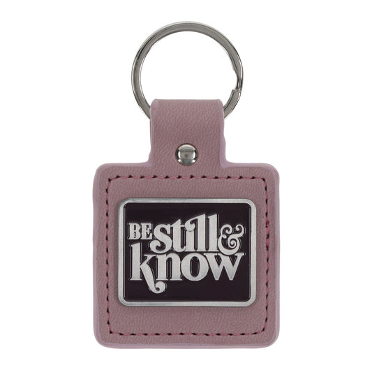 Be Still and Know Metal and Faux Leather Key Ring