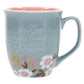 With God All Things Are Possible Teal Ceramic Mug with Pink Interior
