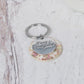 Strong and Courageous Metal and Faux Leather Key Ring