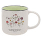 Give All Your Worries to Him Because He Cares for You Floral Ceramic Mug with Green Interior