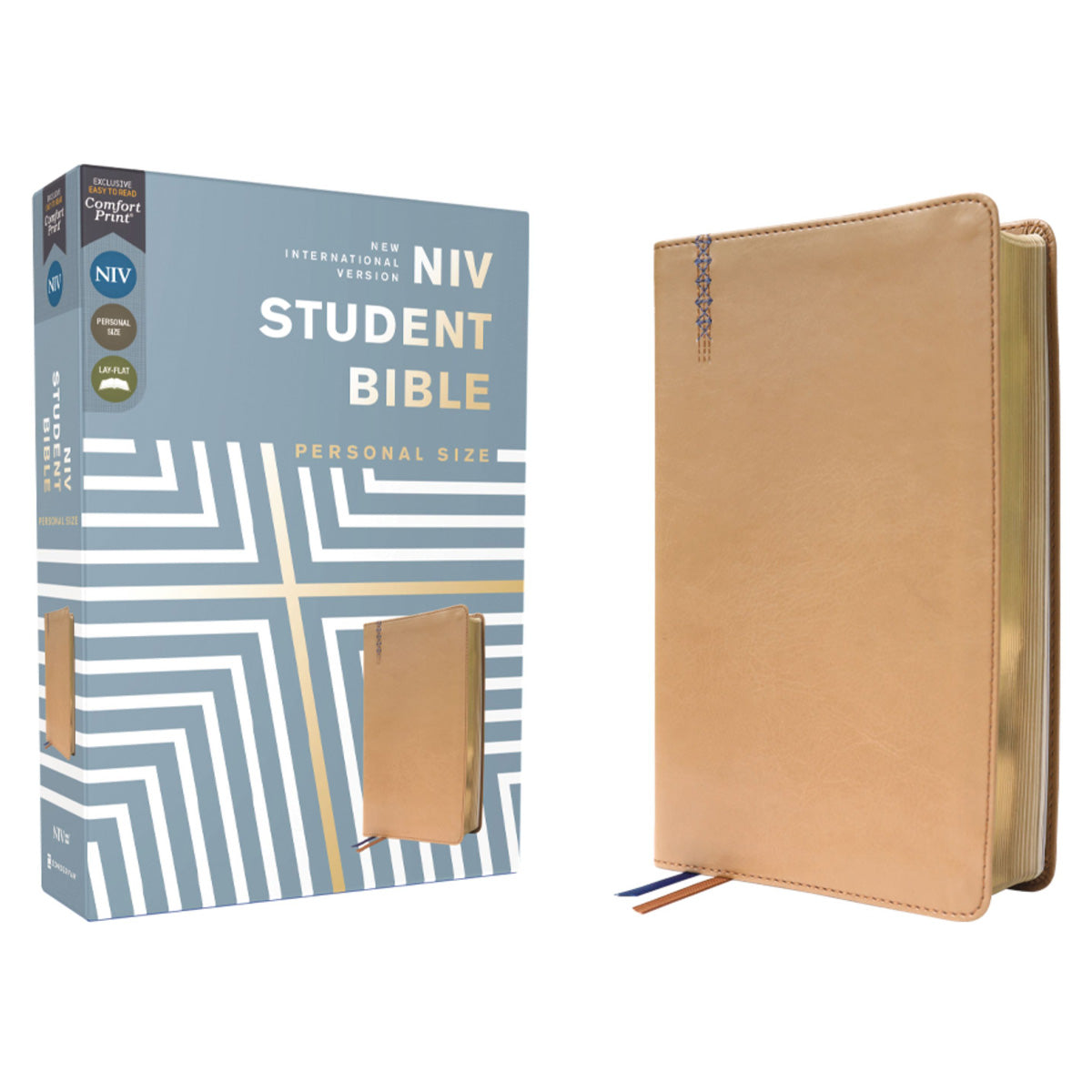 NIV Tan Imitation Leather Personal Size Student Bible Comfort Print 