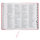 NLT Pink Pattern Faux Leather Standard Bible Thumb Indexed