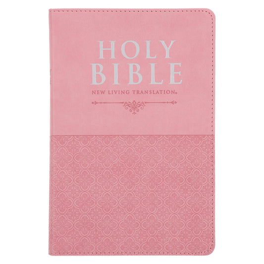 NLT Pink Pattern Faux Leather Standard Bible Thumb Indexed