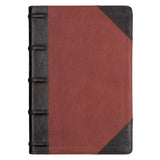 KJV Brandy & Dark Brown Genuine African Leather Bible Giant Print Indexed Red Letter