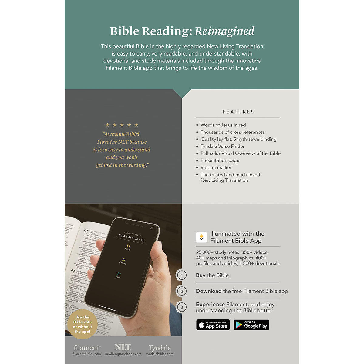 NLT Filament Thinline Reference Bible, Messenger Brown (Imitation Leather)